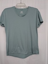 REI Co-op Women's Medium Active Tee Shirt Green Moisture Wicking Stretch Hiking picture