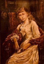 Young Girl /Oil painting on canvas f.19th.C./Signed ?/ 12