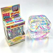 NEW JUMBO Rare Niceberg Schylling NeeDoh Holographic Ribbon Squishy Jumbo Cube picture