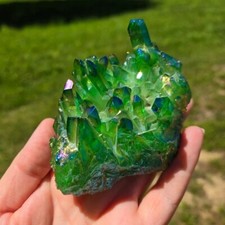 80-100G Green Angel Aura Quartz Crystal Cluster Titanium Crystal Geode Chunk picture
