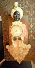 Vintage Rare BLACKAMOOR CLOCK Wall Chalkware 1940s 1950s Turban picture