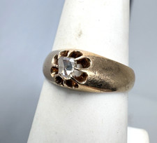 Antique 14K Gold Buttercup .21 Carat Old Mine Cut Diamond Ring Size 7 - 3.57g picture