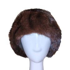 Vintage 1950's-60's Deep Mahogany Ranch Mink Cloche Hat Size Medium 22 1/4