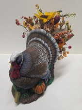 Ceramic Tom Turkey  Centerpiece Ceramic Thanksgiving Hand Painted 11” Tall 12” W picture