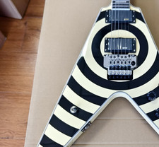 US Ship Zakk Wylde Flying V Custom Bullseye Electric Guitar Floyd Rose Tremolo picture