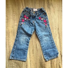 Vintage OshKosh B'gosh Toddler Girls Jeans 3T Embroidered Floral Flowers Y2K picture