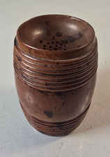 19th Century Treen Barrel Pounce Pot Sander Ink Sifter Turned Wood Desktop picture