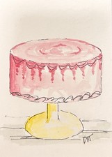 ACEO original Fancy Cake; A Great Gift Idea for Birthday picture