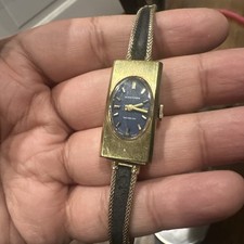 Working Vintage Wakmann Blue Dial Manual Wind incabloc Ladies Watch 16mm Fit 6in picture