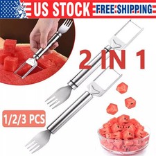 1-3 Watermelon Slicer Cutter 2-in-1 Fork Stainless Steel Fruit Cutting Artifact picture