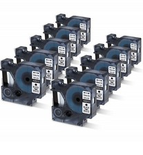 10PK For Dymo D1 Black on White S0720530 Label Tape Cassette 45013 1/2
