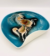 Vintage MCM Signed Sascha Brastoff Star Steed Biomorphic Ceramic Bowl - 11 in. picture