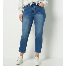 Studio Park x Courtney Khondabi Jeans Straight Leg Crop sz 6 Medium Wash A498847 picture