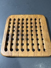 Vintage Mid-Century Modern Teak Wood Trivet Lattice Grate Thailand 7.5” picture