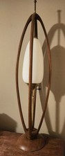 1960s Modeline Lamp Teak Wood Metal Wooden Mid Century Modern Vintage Tall picture