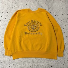Vintage 1980s East Carolina University Sweatshirt Yellow Size Medium (22.5x25) picture