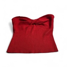 Abercrombie & Fitch Twist Front Ribbed Knot Tube Top Red Size Small picture