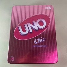 UNO Card Game Extremely Rare Vintage Special Chic Pink Edition Tin 2008 VGC picture