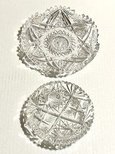 Antique American Brilliant Period Hand Cut Glass Candy Dishes, Lot-2, Star/Sun picture