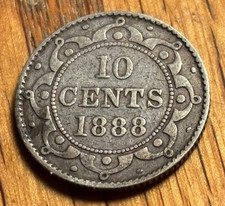Canada Newfoundland 1888 Silver 10 Cents picture