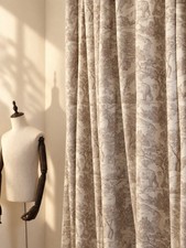 Blush Toile Curtains French Country Scenic Print Black Out  2 Panels (58