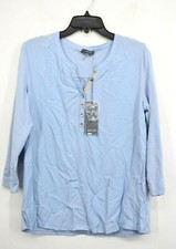 Basler Womens Button Placket Crew Neck Long Sleeve Comfort Fit Shirt Blouse 38 picture