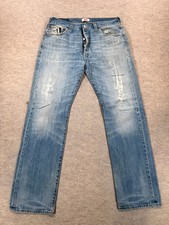 Vintage Levi's 501 Straight Leg Jeans Men 36x34 Blue Denim Light Wash Button Fly picture