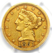 1851-O Liberty Gold Half Eagle $5 New Orleans Coin - Certified PCGS XF Details picture