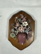 VTG 1975 Pol-O-Craft Nails In Bloom Clover Cluster 3D Wall Plaque Cottagecore picture