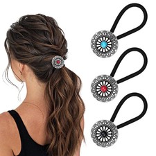 3PCS Western Style Ponytail Holders, Metal Hair Ties Bracelet, Boho Hair Clips V picture