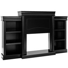 Costway 70 Inches Freestanding Mantel Stand Fireplace Cabinet Black picture