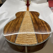 43 Inch Jumbo Solid Spruce Acoustic Guitar Maple and Koa Body Abalone Inlay picture