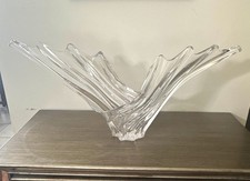 Vintage Art Vannes France Crystal Splash Wing Centerpiece Bowl Mid-Century picture