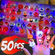 Halloween Luminous Rings Women Men Creative Cute Random Color Ring Pumpkin Ghost picture