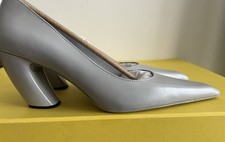 H&M Studio Collection, Sold Out, Gray Leather Pump Shoes, Size EU 38 picture