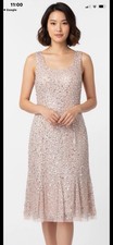 Adrienna Papell Women's 16W Sequin Cocktail Dress Sleeveless Beige/Pink picture