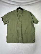 Vintage Haband Mens Olive Green Short Sleeve Button Shirt Approx XXL 2XL picture