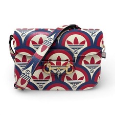 Pre-Owned Gucci Adidas Horsebit 1955 Trefoil Print Shoulder Bag picture