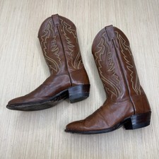 Vintage Justin Western Cowboy Boots Brown Mens 9 D - Made in USA picture
