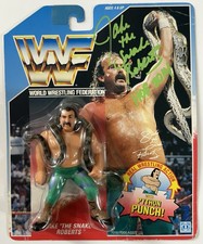 Jake The Snake Roberts Signed WWF Hasbro 1990 MOC Carded Figure HOF Autograph picture