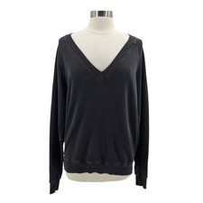 The Great. Womens Small Sweatshirt The V-neck In Almost Black Pullover Relaxed picture