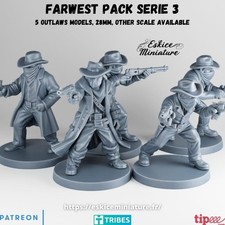 Eskice Miniatures Wild West 5 Outlaws Cowboys NO BASES Dead Man's Hand 15mm 28mm picture