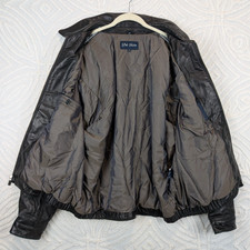 Vtg J Park Collection Bomber Jacket Lamb Leather Men's XXL Zip Black picture