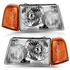 For 2001-2011 Ford Ranger Chrome Housing Headlights Amber Corner Signal Lamps picture
