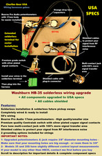 Washburn HB35 Solderless Wiring Upgrade + All Wires Shielded + USA Specs picture