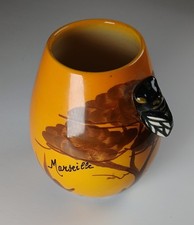 Vintage French Faience Vase Saint Jean du Desert Marseille Cicada Berty 4 inch picture