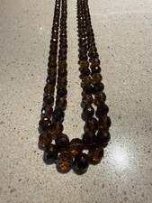 Vintage Glass Bead Amber colored  necklace picture