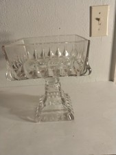 Vintage Jeannette Glass  Wedding Box Candy Pedestal Dish Base Only 9x7x7