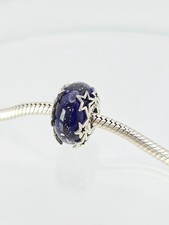 Authentic Pandora Silver Galaxy Blue & Star Murano silver glass sterling Charm picture