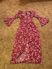Vintage 70s Handmade Bell Sleeve Floral Dress Size XS Cottage Core Hippie Boho picture